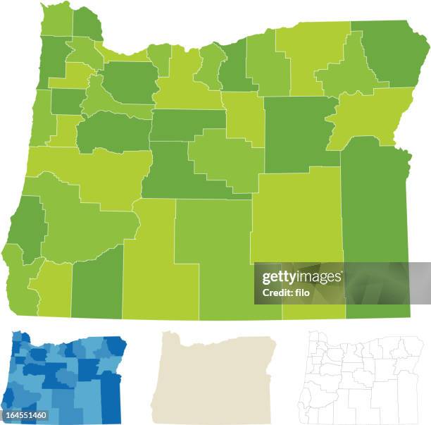 ilustrações, clipart, desenhos animados e ícones de condado de oregon mapa - labeling