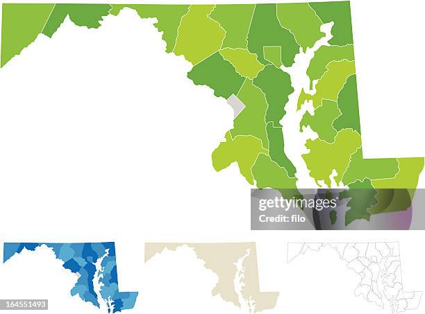 illustrations, cliparts, dessins animés et icônes de le maryland, comté de carte - maryland