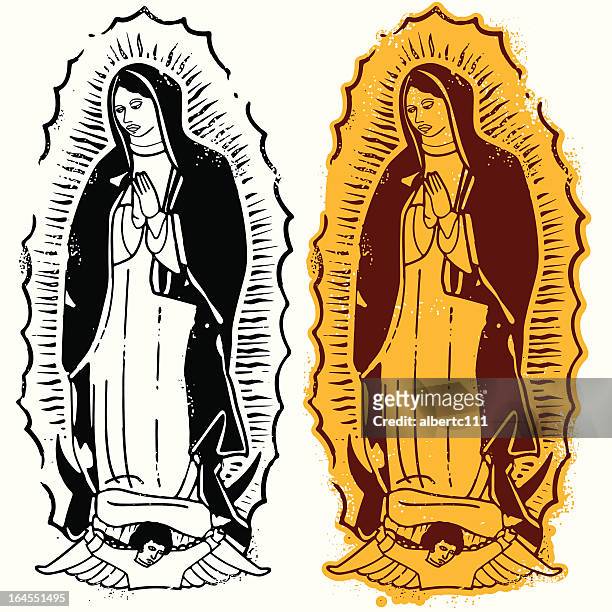 die heilige jungfrau von guadalupe - jungfrau maria stock-grafiken, -clipart, -cartoons und -symbole