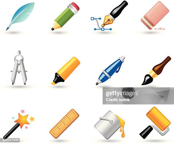 softico icons - writing and drawing - paint can stock illustrations