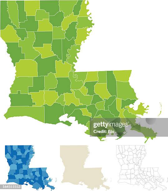 louisiana county parish karte - louisiana stock-grafiken, -clipart, -cartoons und -symbole