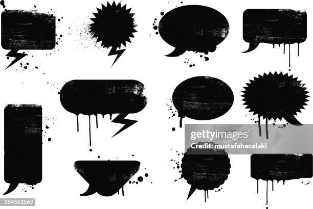 ilustrações, clipart, desenhos animados e ícones de grunge discurso bolhas - graffito