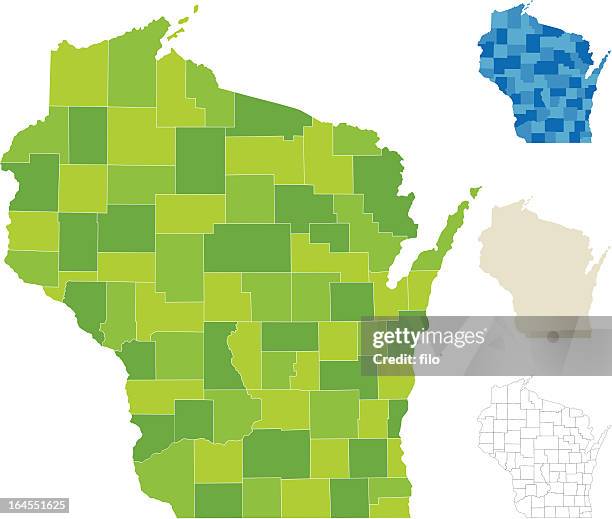 ilustraciones, imágenes clip art, dibujos animados e iconos de stock de mapa del condado de wisconsin - wisconsin