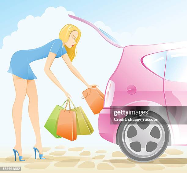 shopping - car profile stock illustrations
