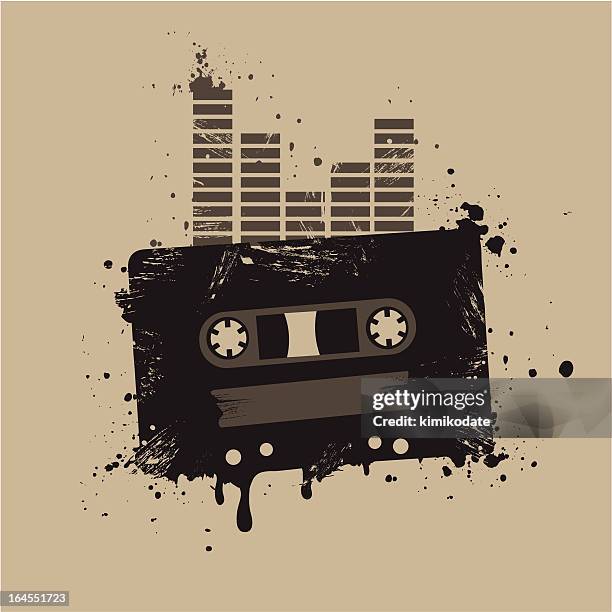 grunge audio tape - cassette stock illustrations