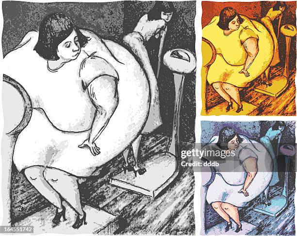 obesity battle - floor scale vector stock illustrations