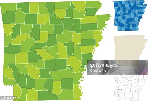 arkansas county map - arkansas stock illustrations