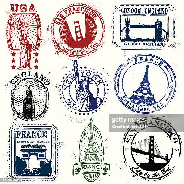 stilisierte briefmarken der west - san francisco california stock-grafiken, -clipart, -cartoons und -symbole