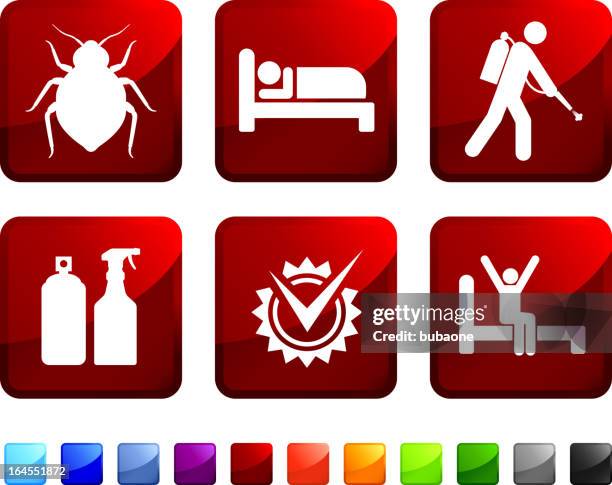 set of six stickers to display bed bugs - bed bug white background stock illustrations