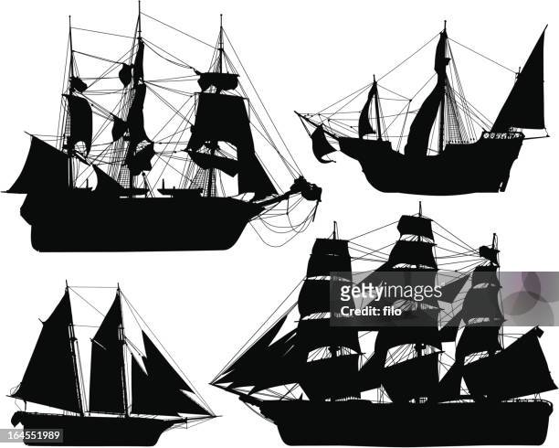 historical ship collection - replica santa maria ship stock illustrations