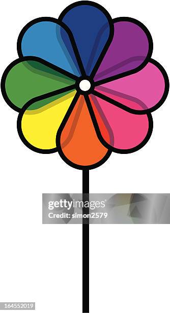 colorful paper windmill - paper windmill stock illustrations