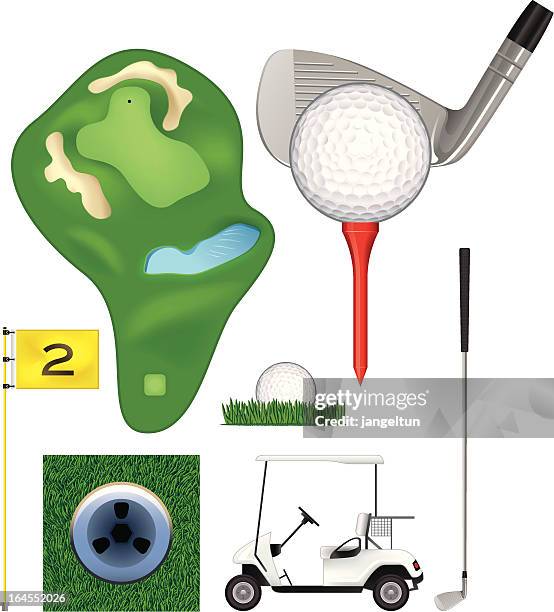 golf collection - hitting ball stock illustrations