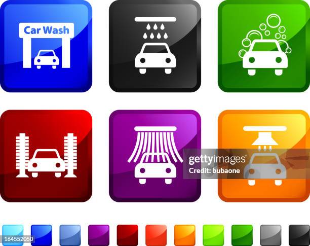 ilustraciones, imágenes clip art, dibujos animados e iconos de stock de car wash conjunto de iconos vectoriales sin royalties - car wash brush