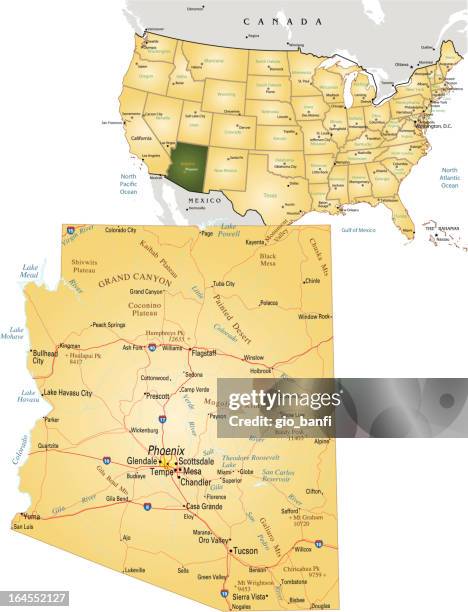 arizona - nevada map stock illustrations