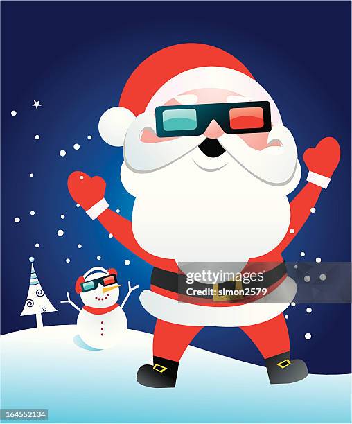 santa with three-d glasses - 3d glasses 幅插畫檔、美工圖案、卡通及圖標