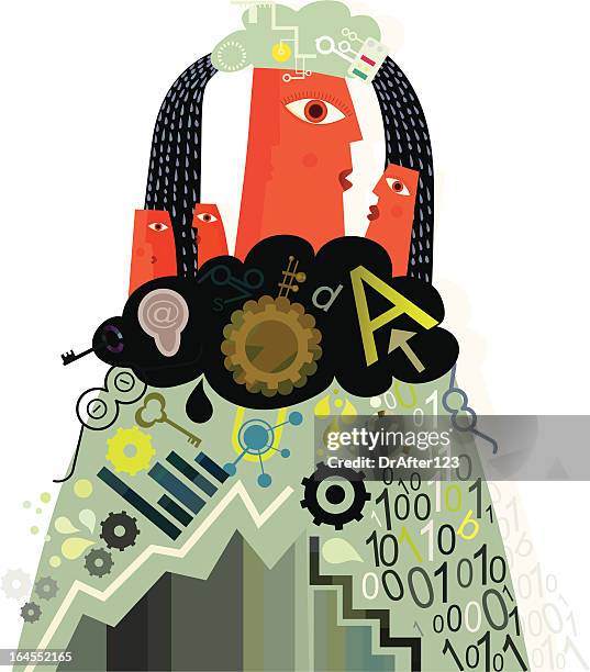 information cloud farm - data collection abstract stock illustrations