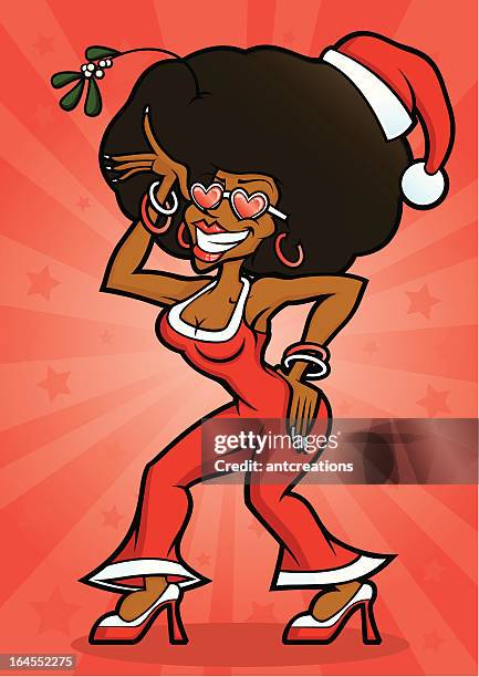 disco dancing diva office christmas party santa woman - office party stock illustrations