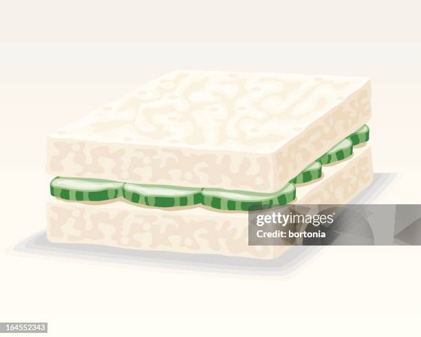 cucumber sandwich - white bread stock illustrations