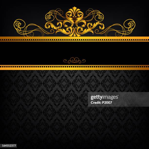 gold banner on black background - gold leaf stock illustrations