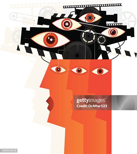 illustrazioni stock, clip art, cartoni animati e icone di tendenza di si sono visto - big brother orwellian concept