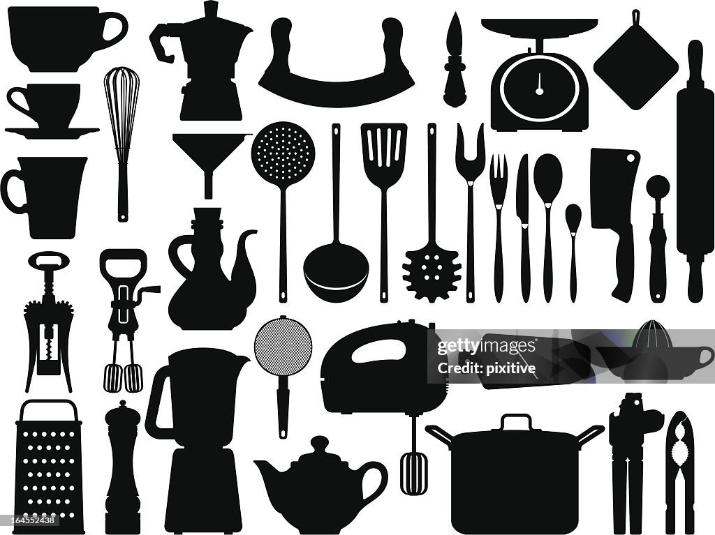 Kitchen tools silhouettes
