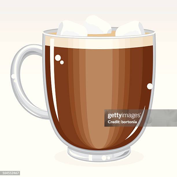 mug of hot chocolate with marshmallows - marshmallow stock illustrations