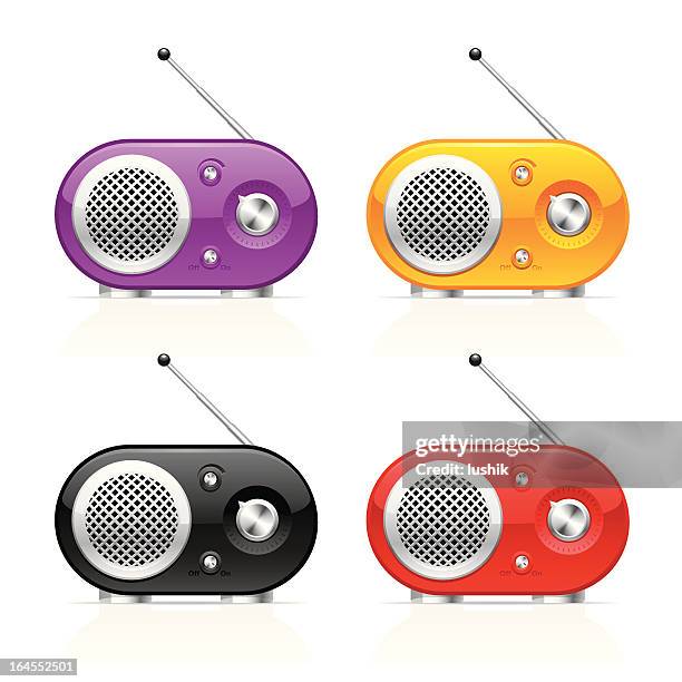 stockillustraties, clipart, cartoons en iconen met portable radio - tuner