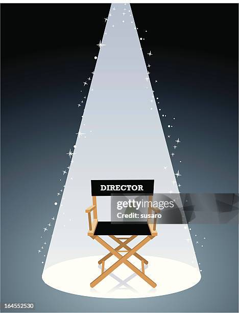 ilustraciones, imágenes clip art, dibujos animados e iconos de stock de silla de director de cine - directors chair