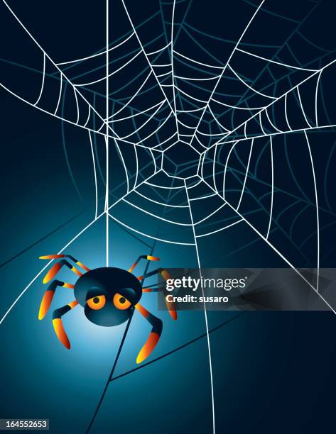 cartoon spider hanging from a web - kid scratching stock illustrations