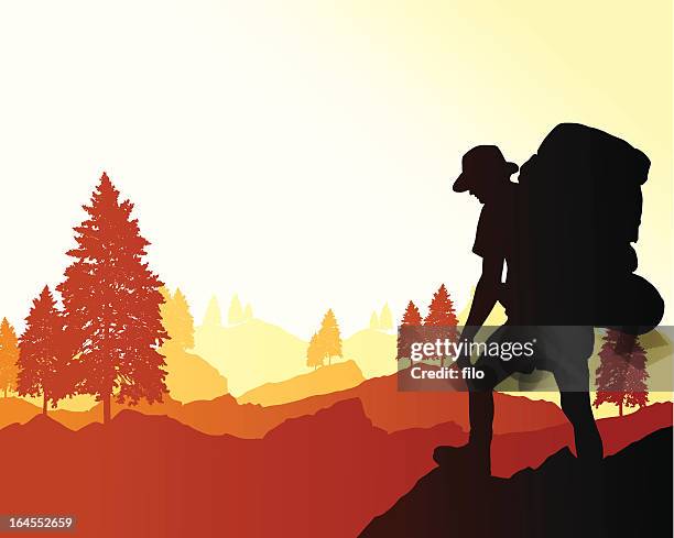 backpacking background - boy scouts stock illustrations