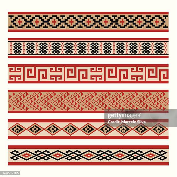 ilustraciones, imágenes clip art, dibujos animados e iconos de stock de cultura indígena patrones - mexican art border