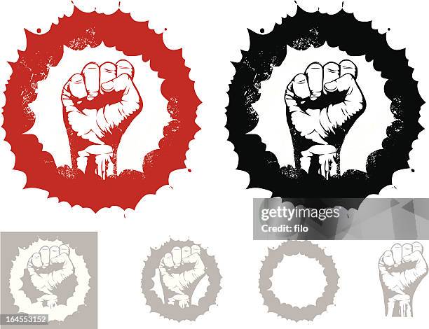 revolution fist - strike protest action stock illustrations