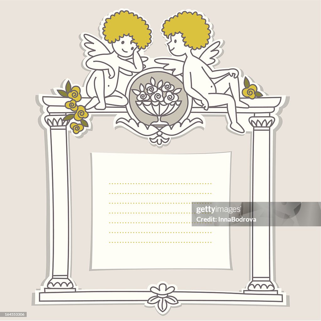 Cupid Frame with Roses