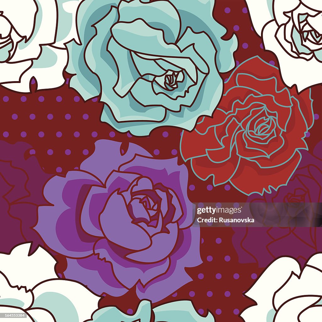 Blue and Violet Roses (Pattern)