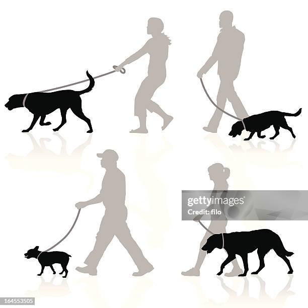 bildbanksillustrationer, clip art samt tecknat material och ikoner med dog walkers - retriever