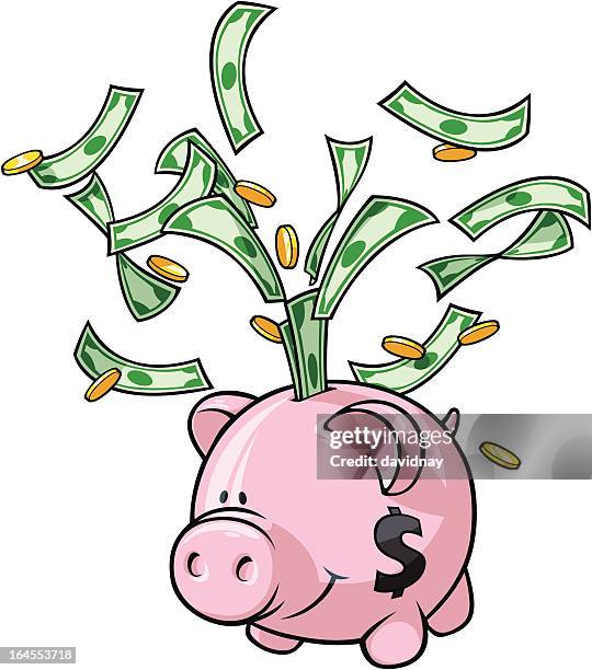 sparschwein - 1 dollar schein stock-grafiken, -clipart, -cartoons und -symbole