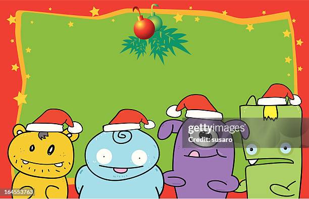 monster christmas party - christmas panic stock illustrations