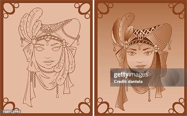 vintage mask - venice carnival stock illustrations