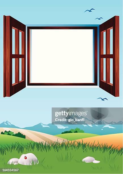 window in the sky - opening window stock illustrations