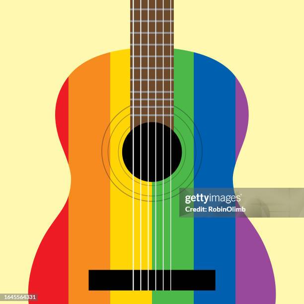 rainbow striped guitars - classical guitar stock illustrations