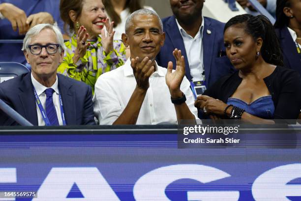 Former President of the United States Barack Obama, his wife Michelle Obama, and Chairman of the Board and President of the United States Tennis...