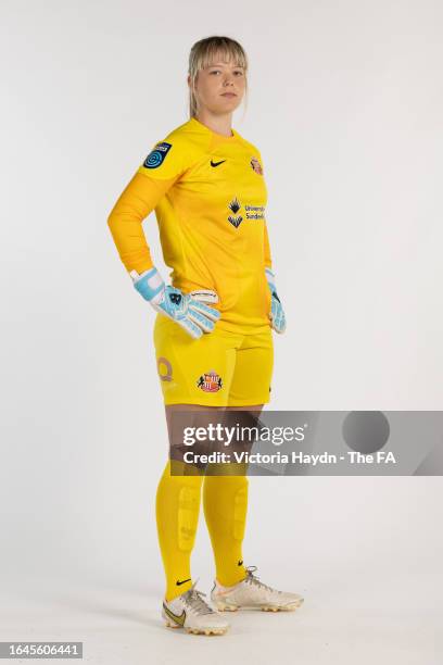 Claudia Moan of Sunderland A.F.C. Poses during the Barclays Women's Championship portrait session at St George's Park on August 2, 2023 in Burton...