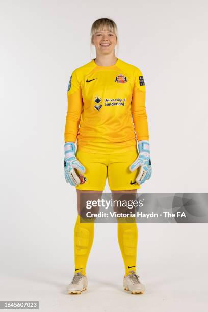 Claudia Moan of Sunderland A.F.C. Poses during the Barclays Women's Championship portrait session at St George's Park on August 2, 2023 in Burton...