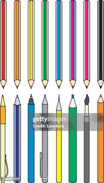 painting and drawing tools - colored pencil vector stock illustrations