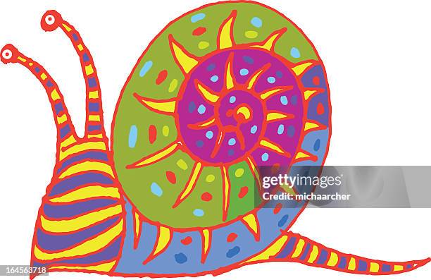 colorful snail - slow motion stock illustrations