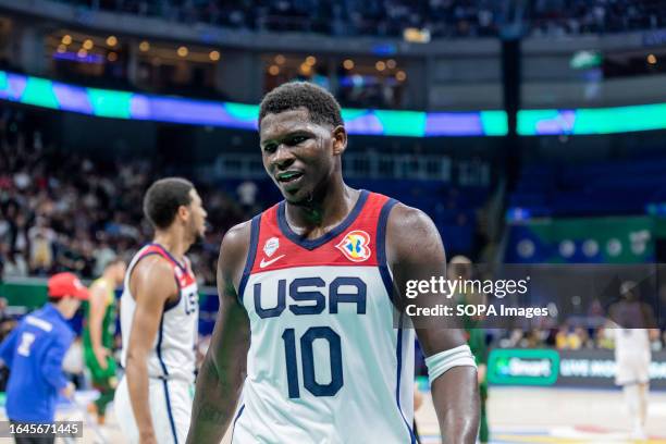 Anthony Edwards of the United States seen in action during the second round of the FIBA Basketball World Cup 2023 between the United States and...