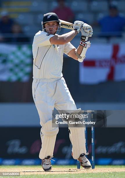 Peter Fulton of New Zealand bats during day four of the Third Test match between New Zealand and England at Eden Park on March 25, 2013 in Auckland,...
