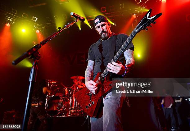 Sevendust guitarist John Connolly performs at the Railhead at the Boulder Station Hotel & Casino as the band tours in support of the new album "Black...