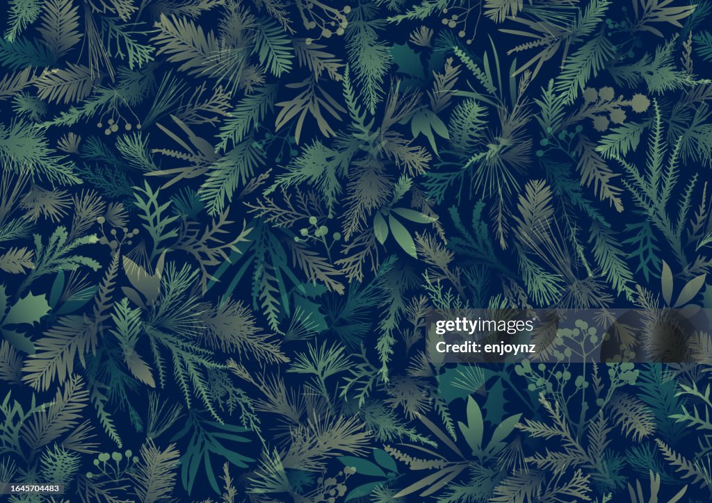 Camuflaje sin costuras invierno plantas navideñas patrón fondo de pantalla