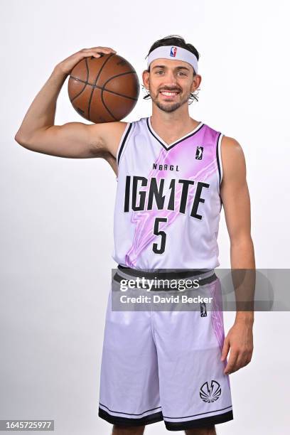 David Stockton of G League Ignite poses for a portrait on September 4, 2023 at The Dollar Loan Center in Henderson, Nevada. NOTE TO USER: User...